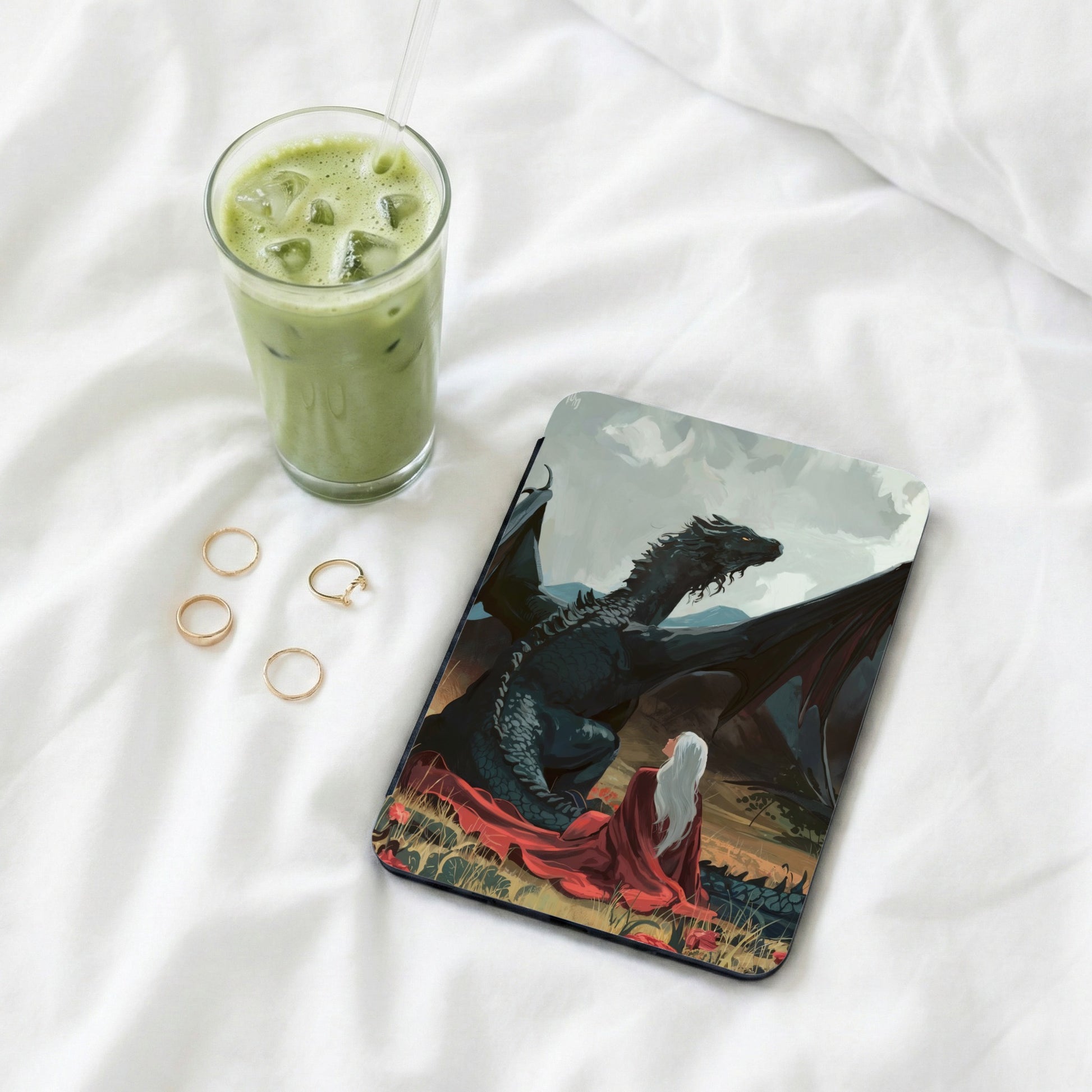 Mythical Black Dragon White Hair Person Landscape product type