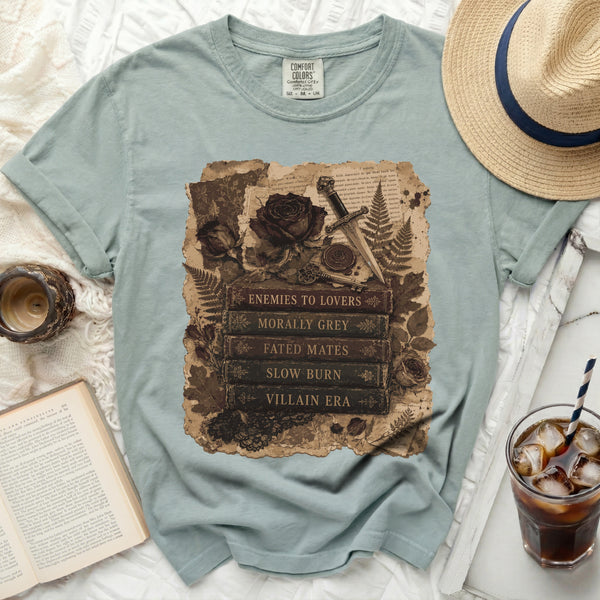Dark Romance Tropes Tee in Bay