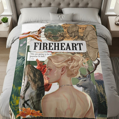 Fireheart Collage Art Throw Blanket for Bedroom Decor