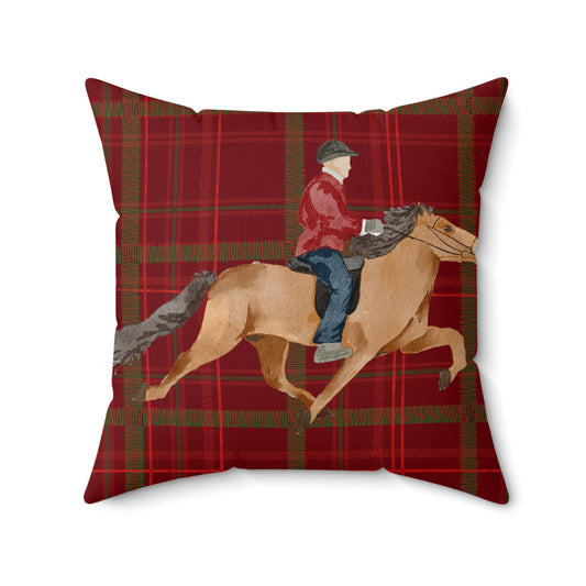 Plaid Equestrian Artwork Throw Pillow for Stylish Home Decor
