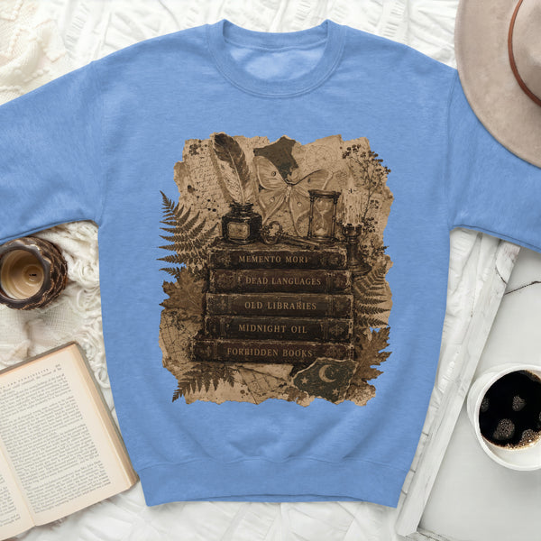 Dark Academia Books Sweatshirt in Carolina Blue