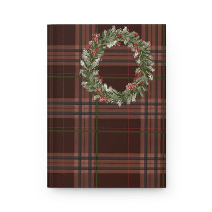 Festive Christmas Plaid Wreath Hardcover Journal