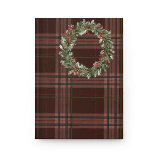 Festive Christmas Plaid Wreath Hardcover Journal