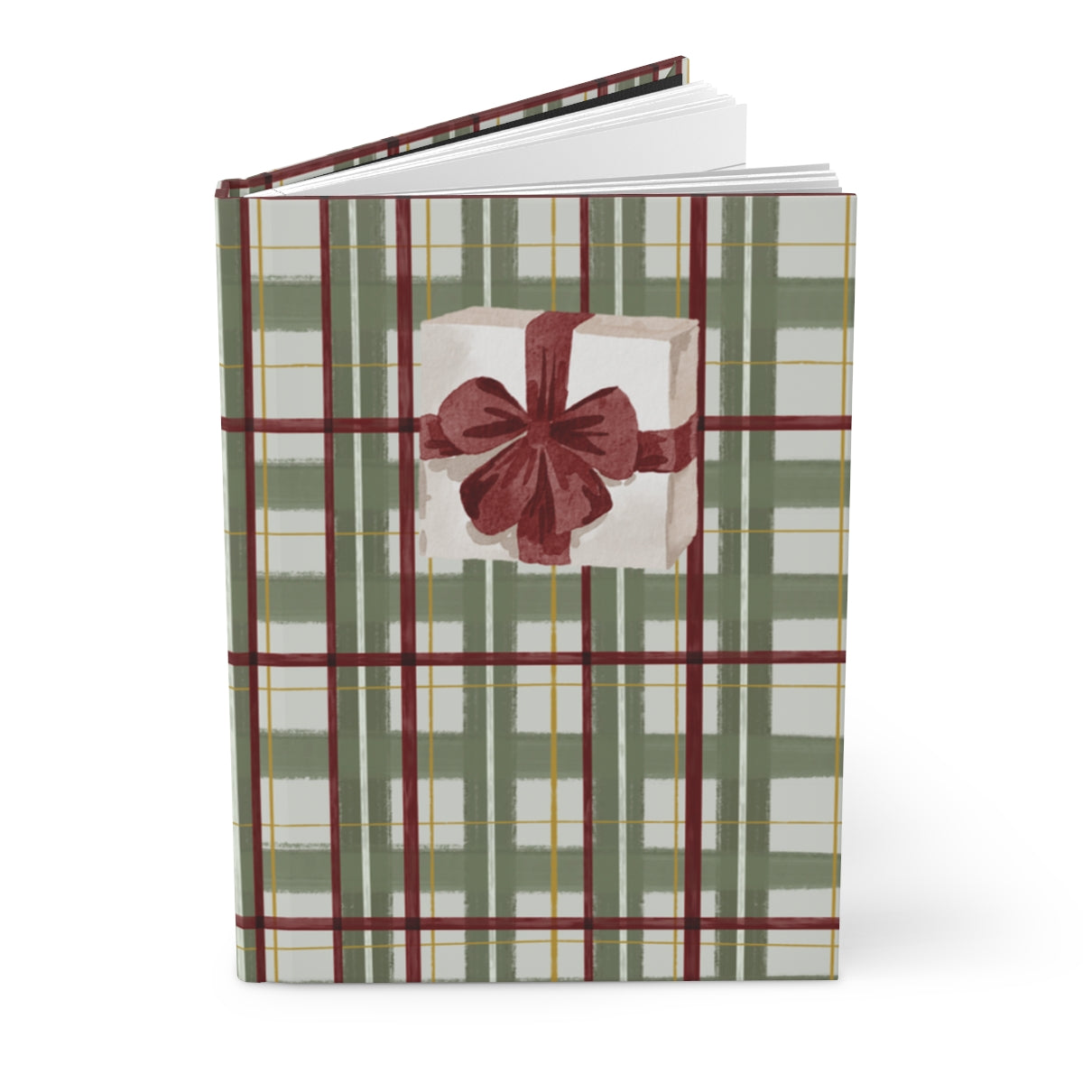 Festive Gift and Plaid Design Hardcover Journal