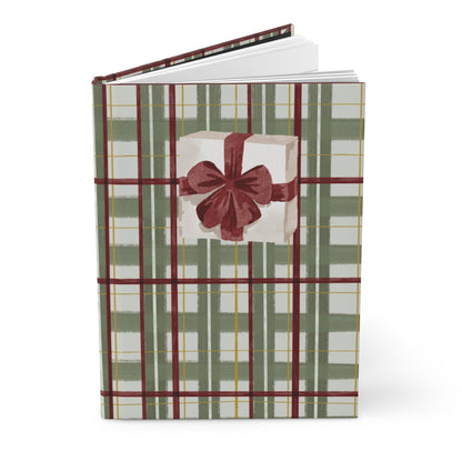 Festive Gift and Plaid Design Hardcover Journal