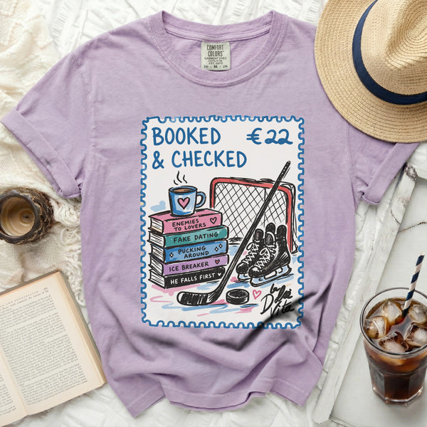 Booked & Checked Hockey Romance Tee in Orchid