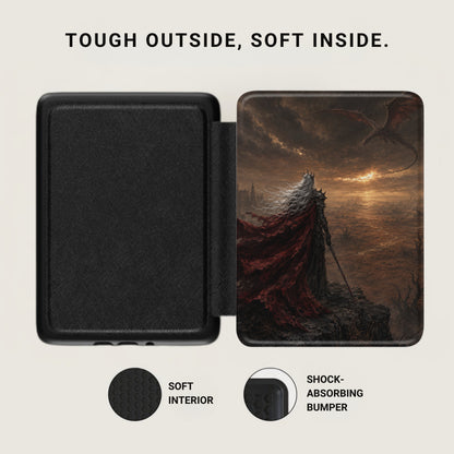 Black case with "Elden Ring" artwork showing a warrior and dragon. Toughened outside.