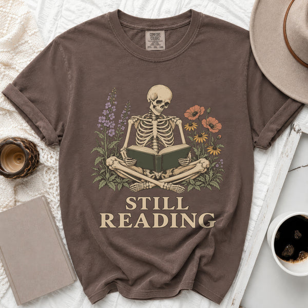 Still Reading Skeleton Tee in Espresso