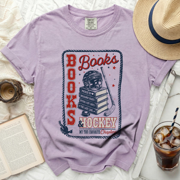 Books & Hockey Chapters Tee in Orchid