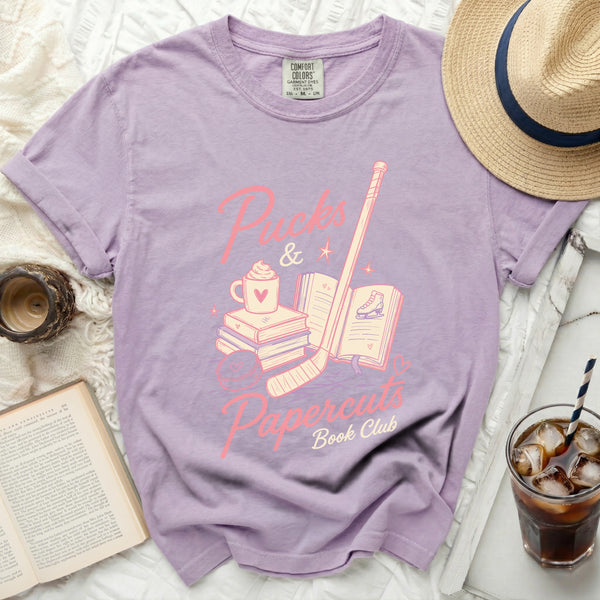 Pucks & Papercuts Book Club Tee in Orchid