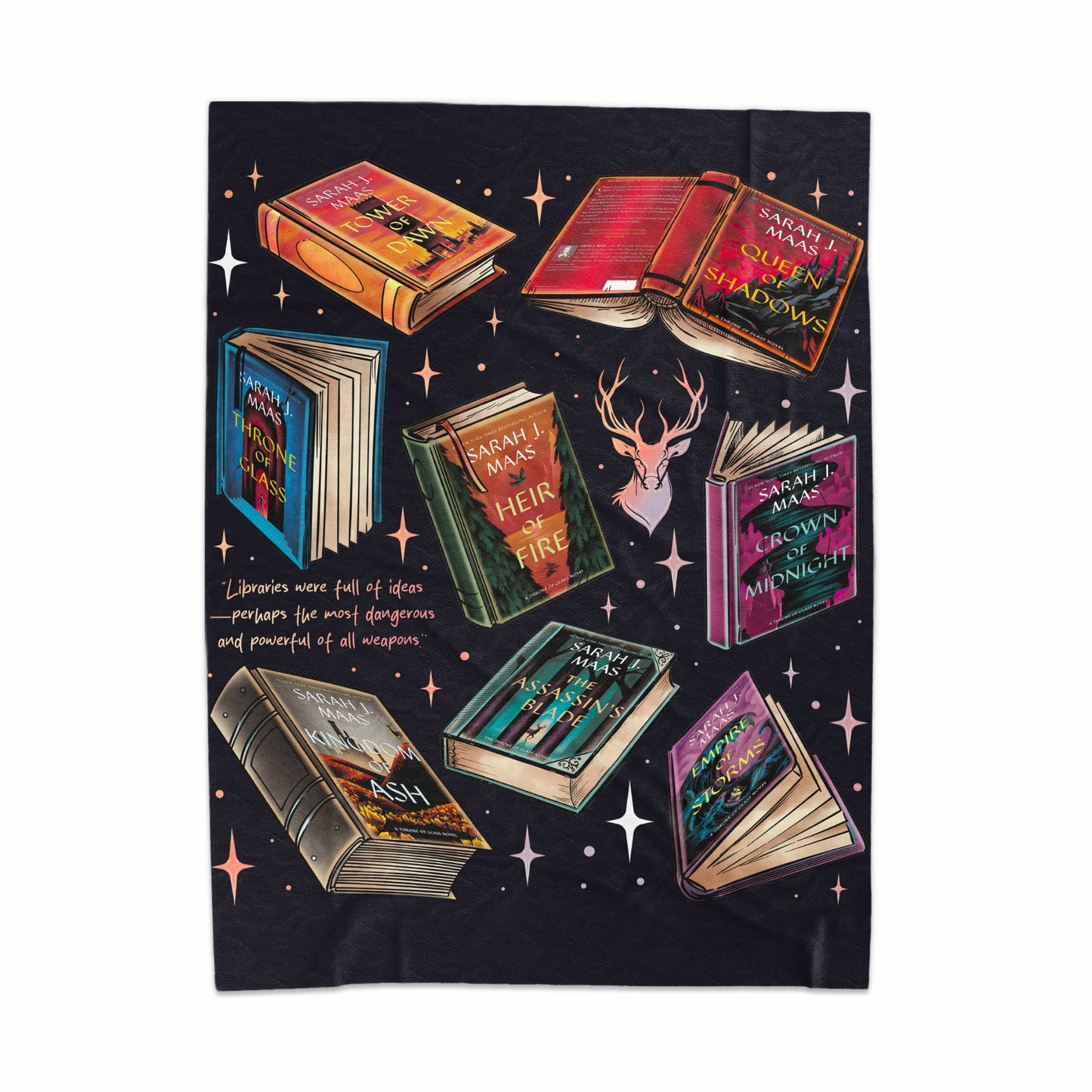 Beautifully Illustrated Collection of Classic Books Blanket