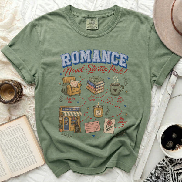 Novel Starter Pack Tee in Moss