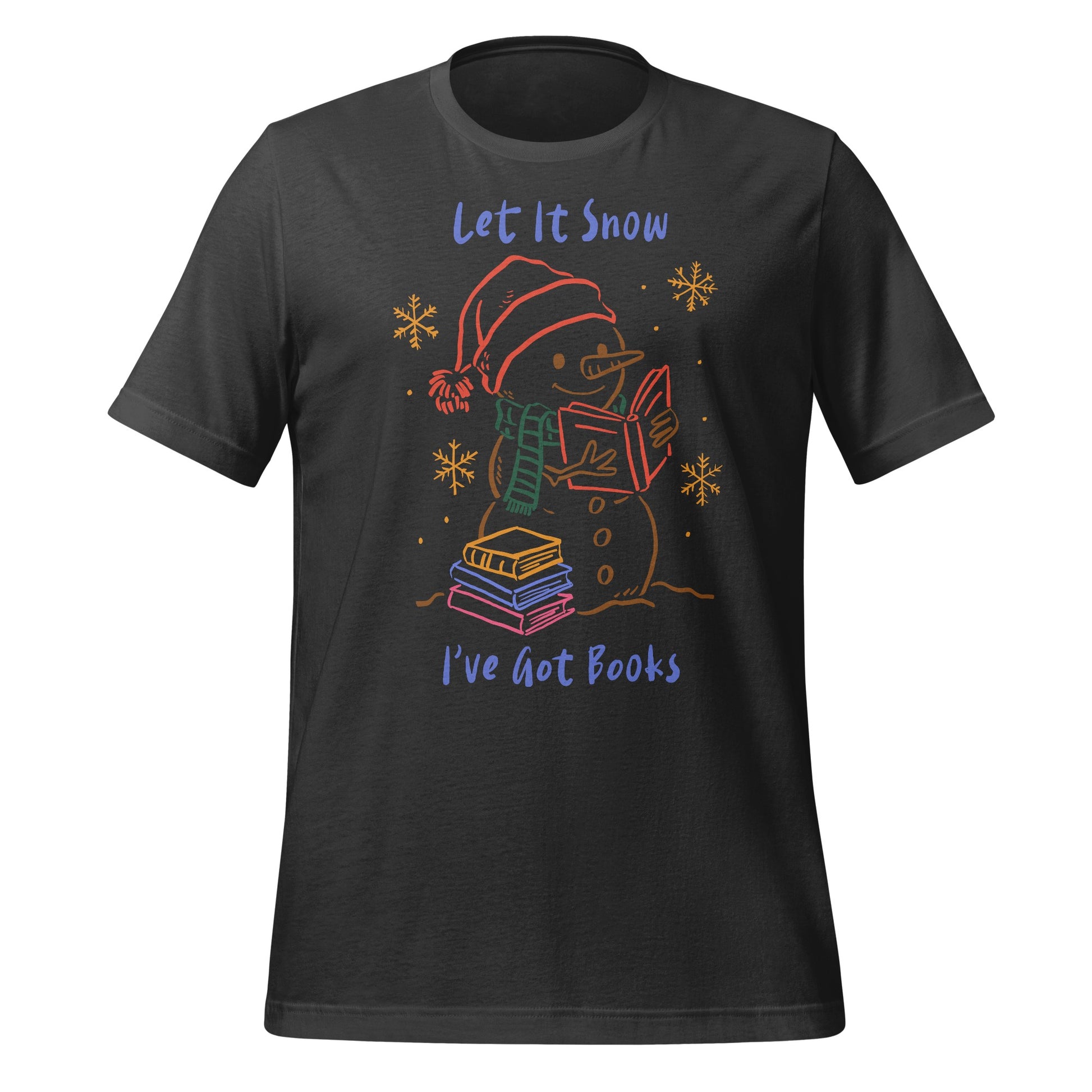 Let It Snow Snowman Reading Books Graphic T-shirt
