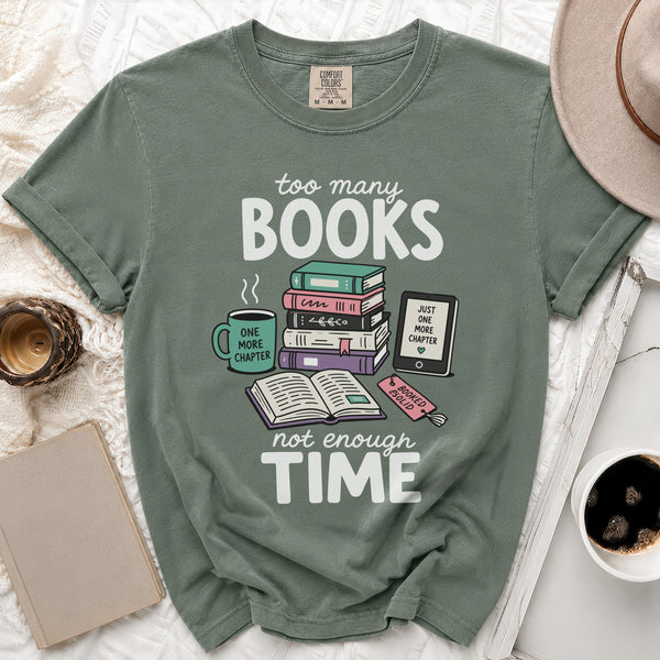 Too Many Books Tee in Moss
