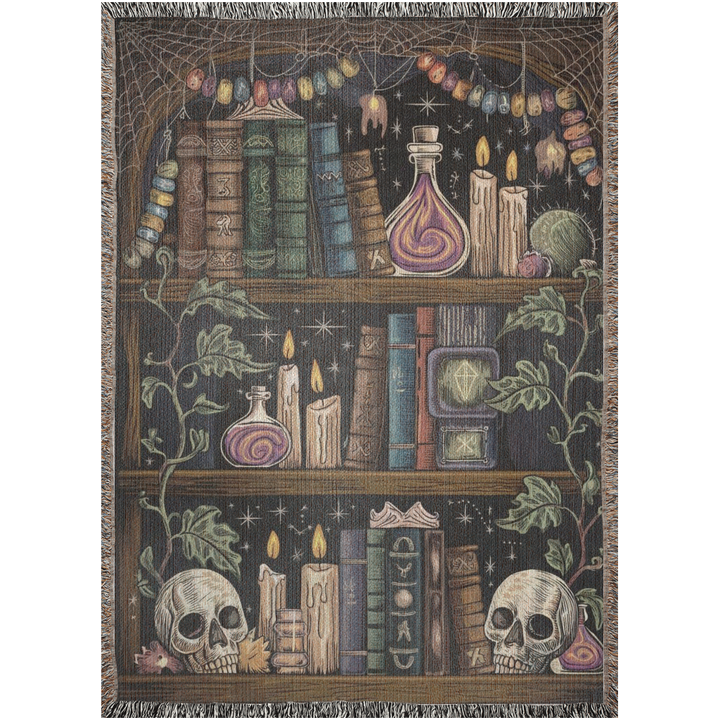 🕯️ Enigmatic Witch's Library Blanket