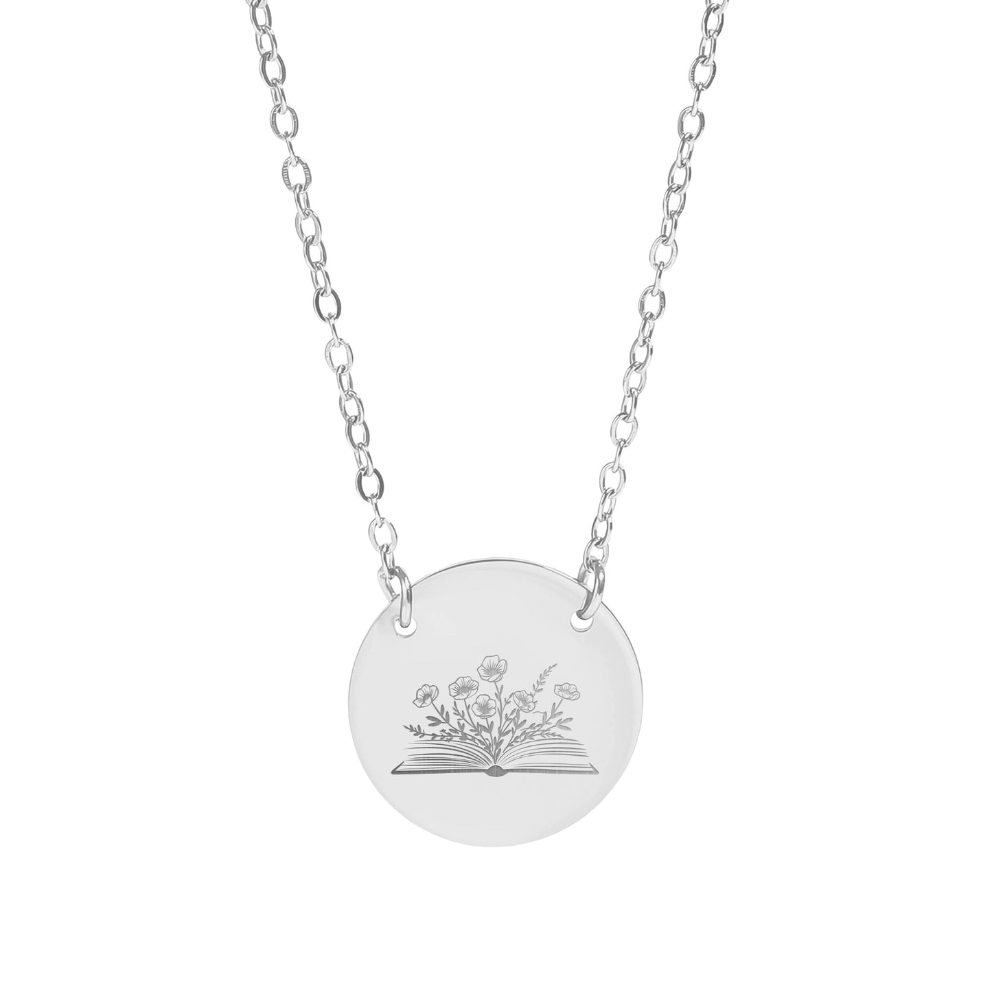 Engraved Book with Flowers Pendant Necklace product