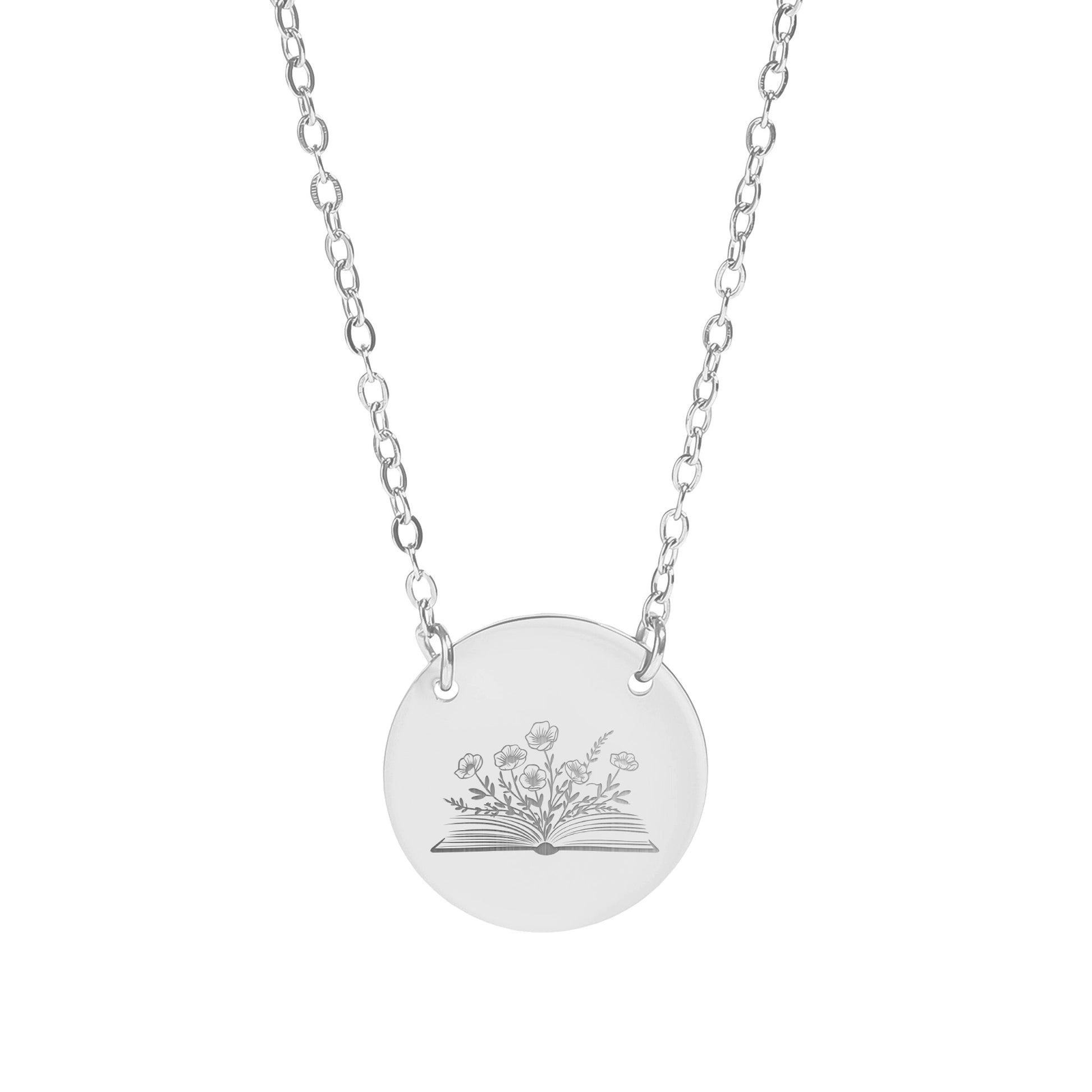 Engraved Book with Flowers Pendant Necklace product