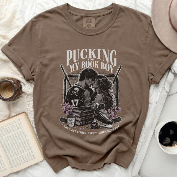 Pucking For My Book Boy Tee in Espresso