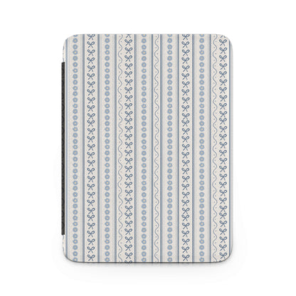Elegant Blue and White Striped Floral Pattern Cover