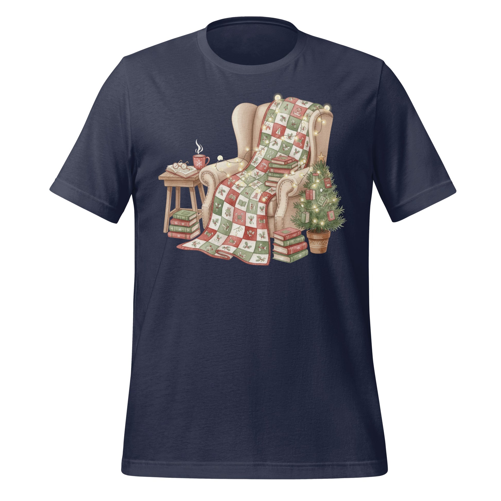 Cozy Reading Nook with Quilt Design T-shirt