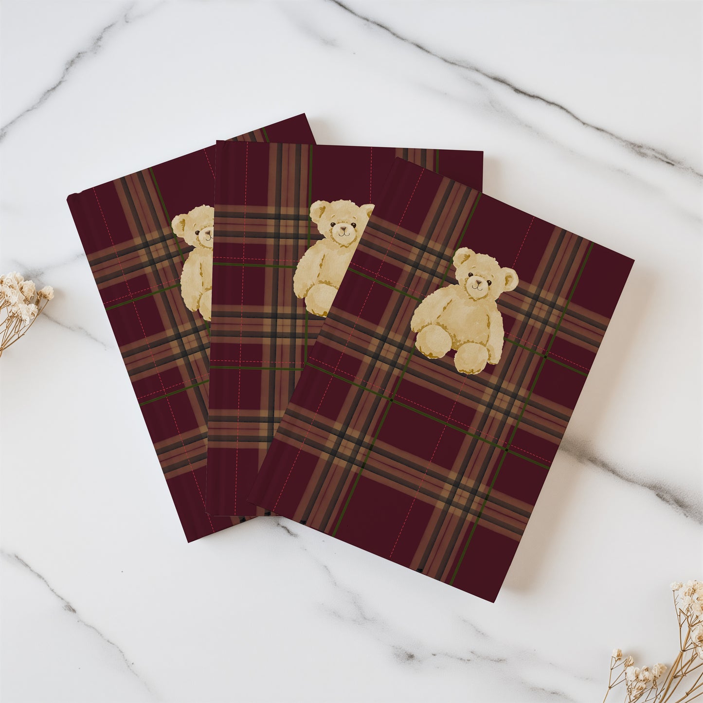 Cute Teddy Bear Plaid Design Notebooks for Kids