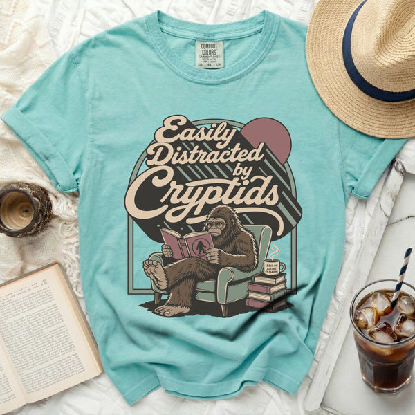Easily Distracted Cryptid Reader Tee in Island Reef