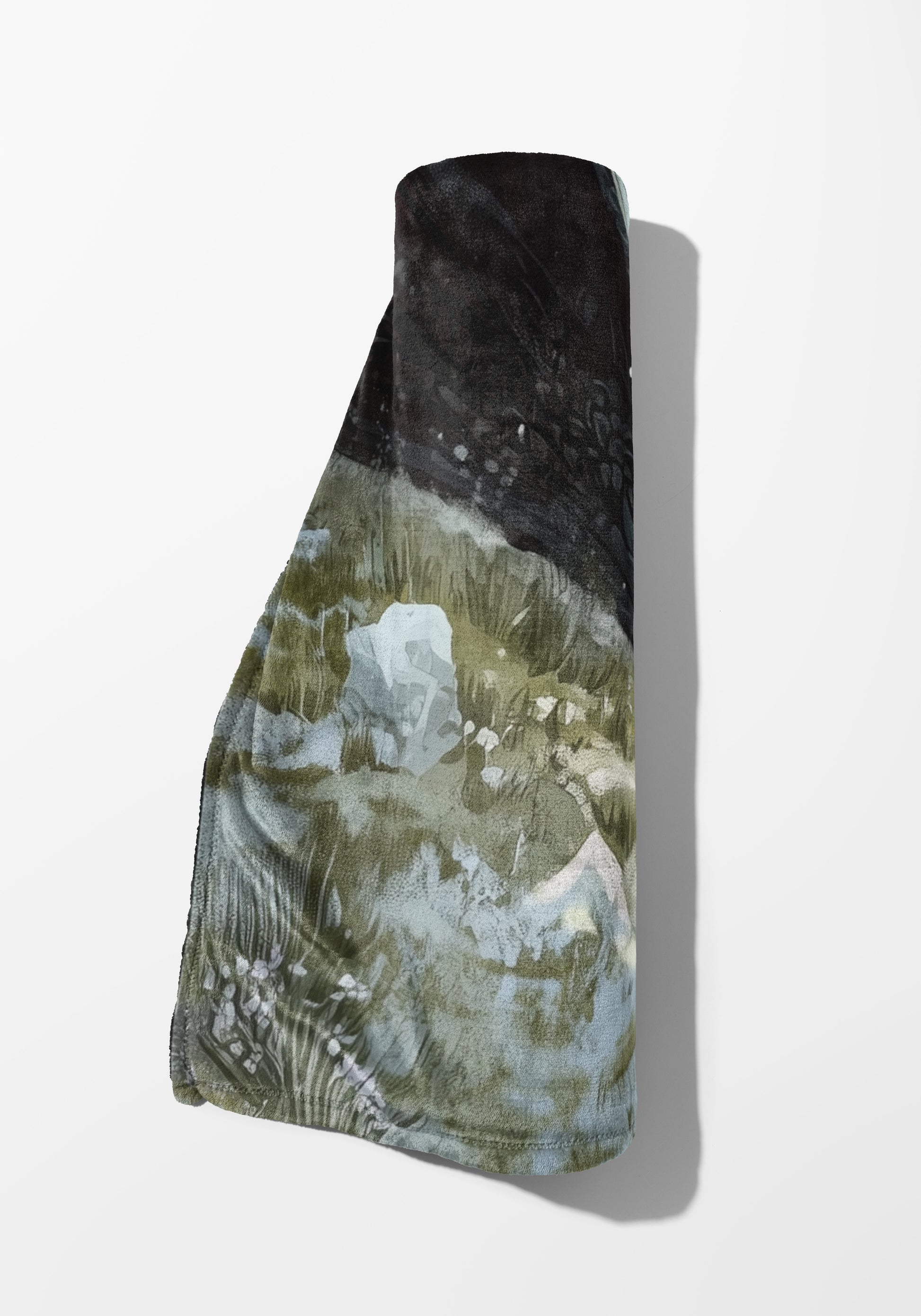 Mountain Scene Green and Black Design Blanket