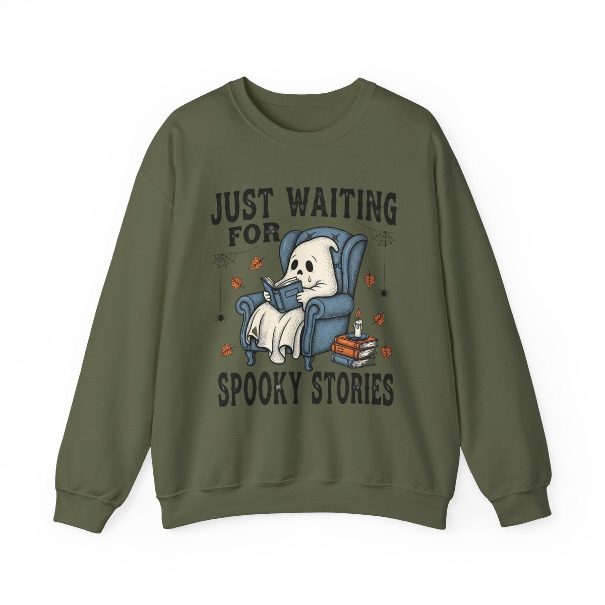 Just Waiting For Spooky Stories Ghost Book Reader Sweatshirt - MagicMerchEmporium