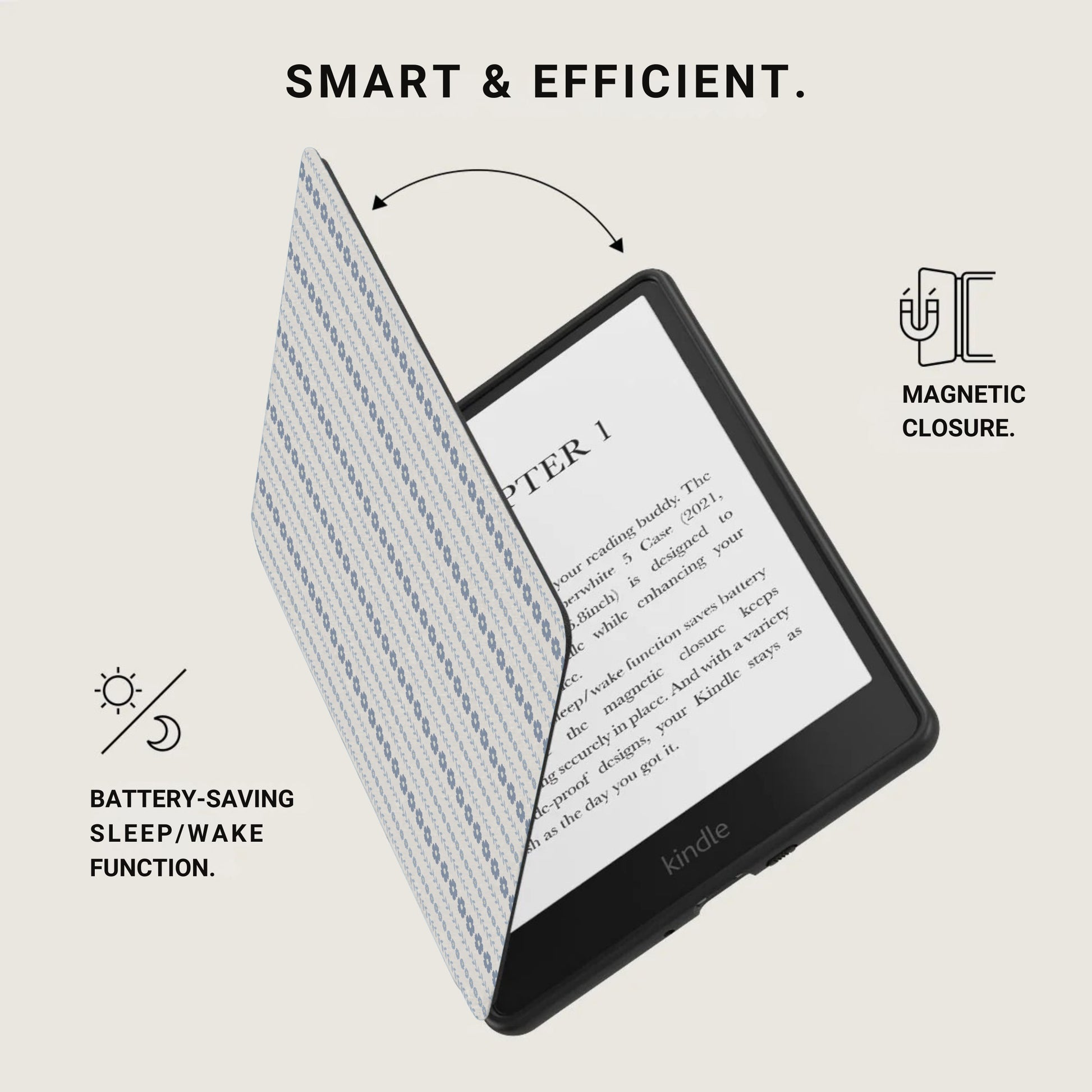 Smart Efficient Kindle Case with Magnetic Closure