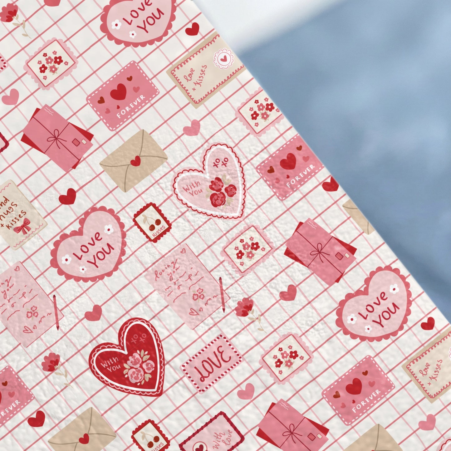 Love You Cute Hearts and Letters Pattern Gift Wrap