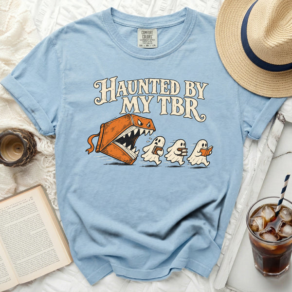 Haunted By TBR Tee in Chambray