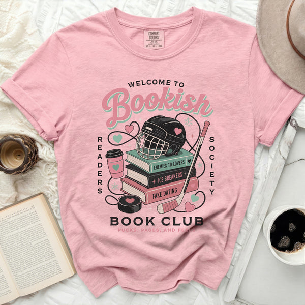 Bookish Hockey Romance Club Tee in Blossom