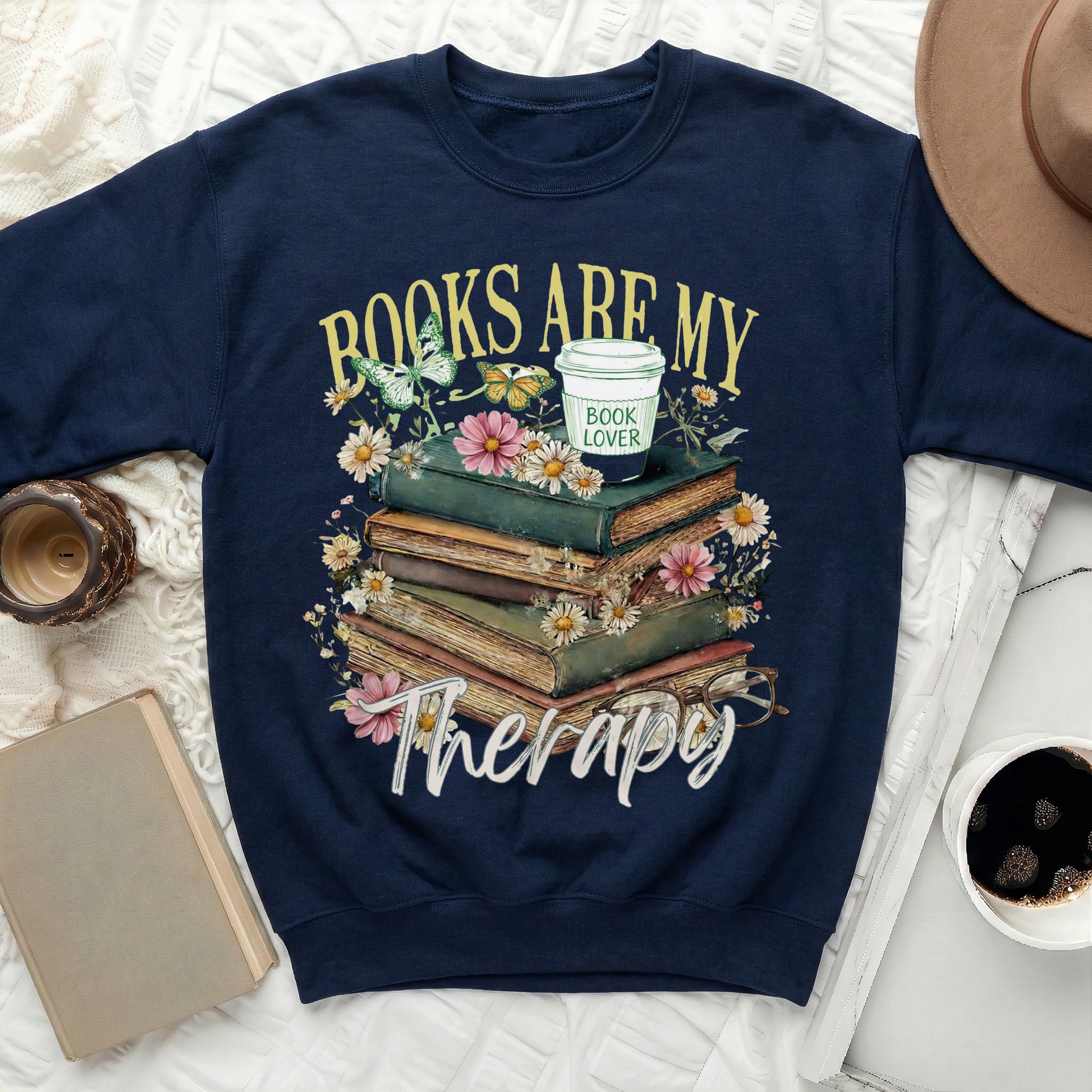 Books Are My Therapy Book Lover Sweatshirt