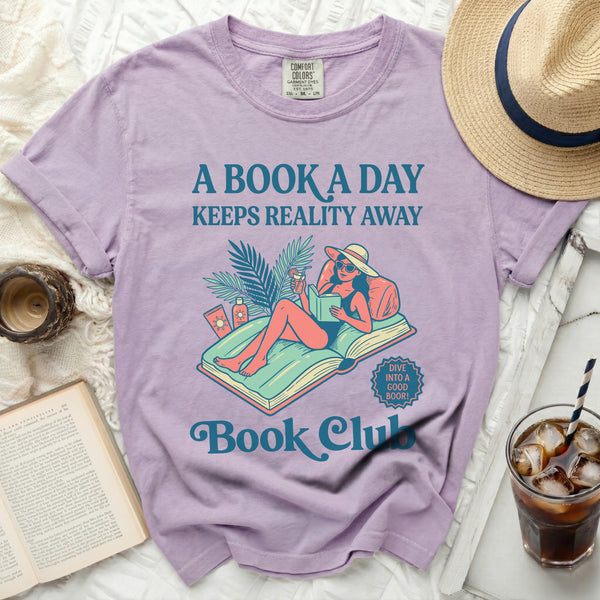 Reality Away Book Club Tee in Orchid