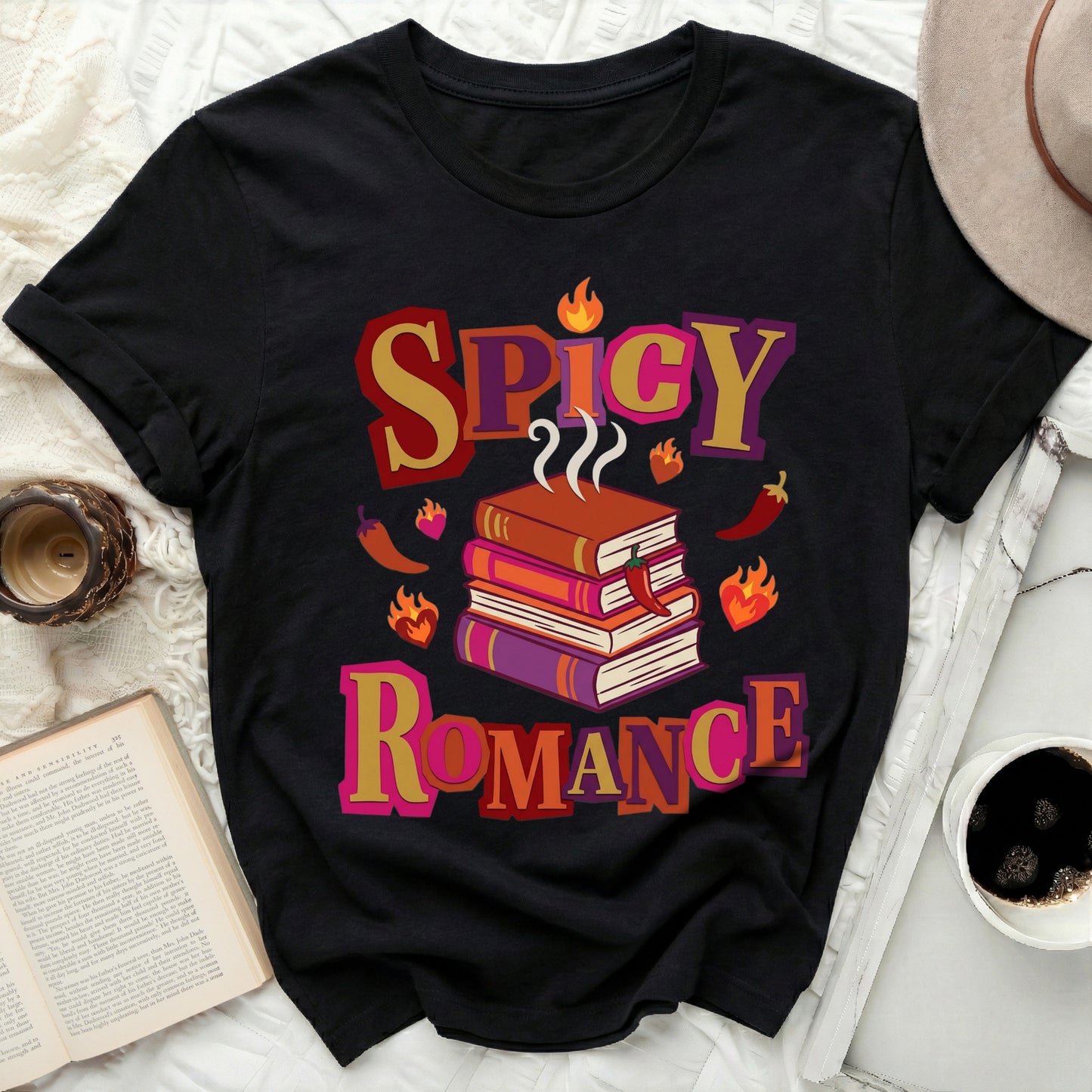 Spicy Romance Books Chili Pepper Flames T-Shirt product type