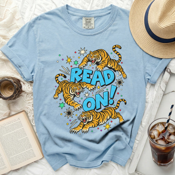 Read On Tiger Tee in Chambray