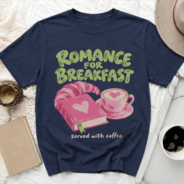 Romance For Breakfast Tee in True Navy