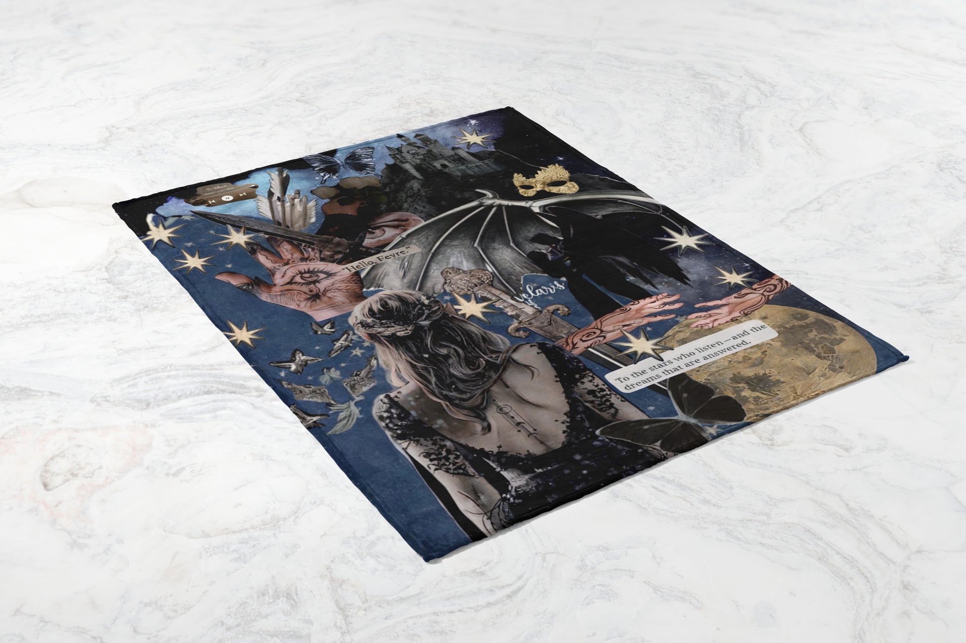 Detailed Collage Fantasy Art Printed Bedding Set