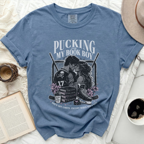 Pucking For My Book Boy Tee in Blue Jean