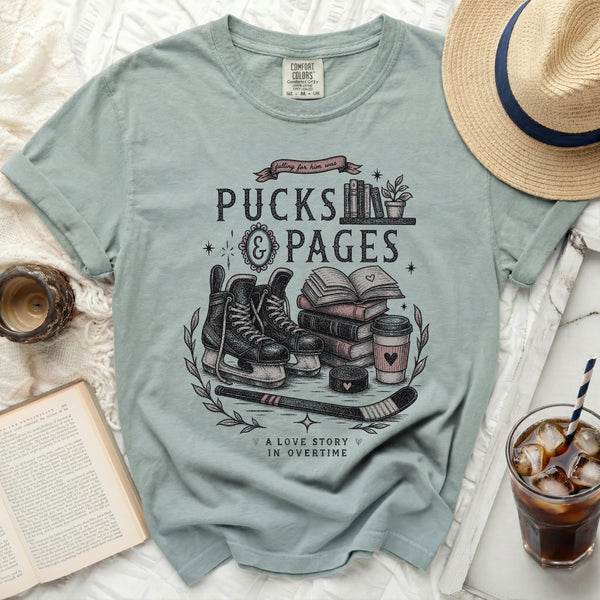 Pucks & Pages Love Story Tee in Bay