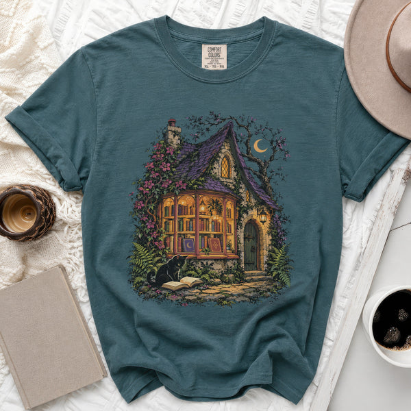 Midnight Bookshop Tee in Blue Spruce