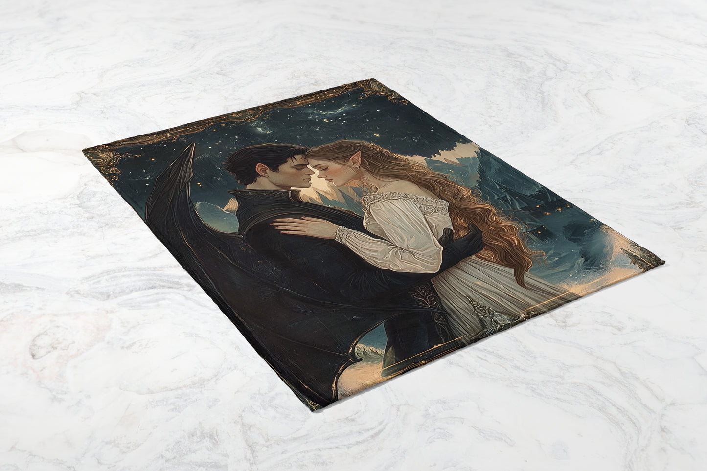 Romantic Fantasy Lovers Embracing Print Decor