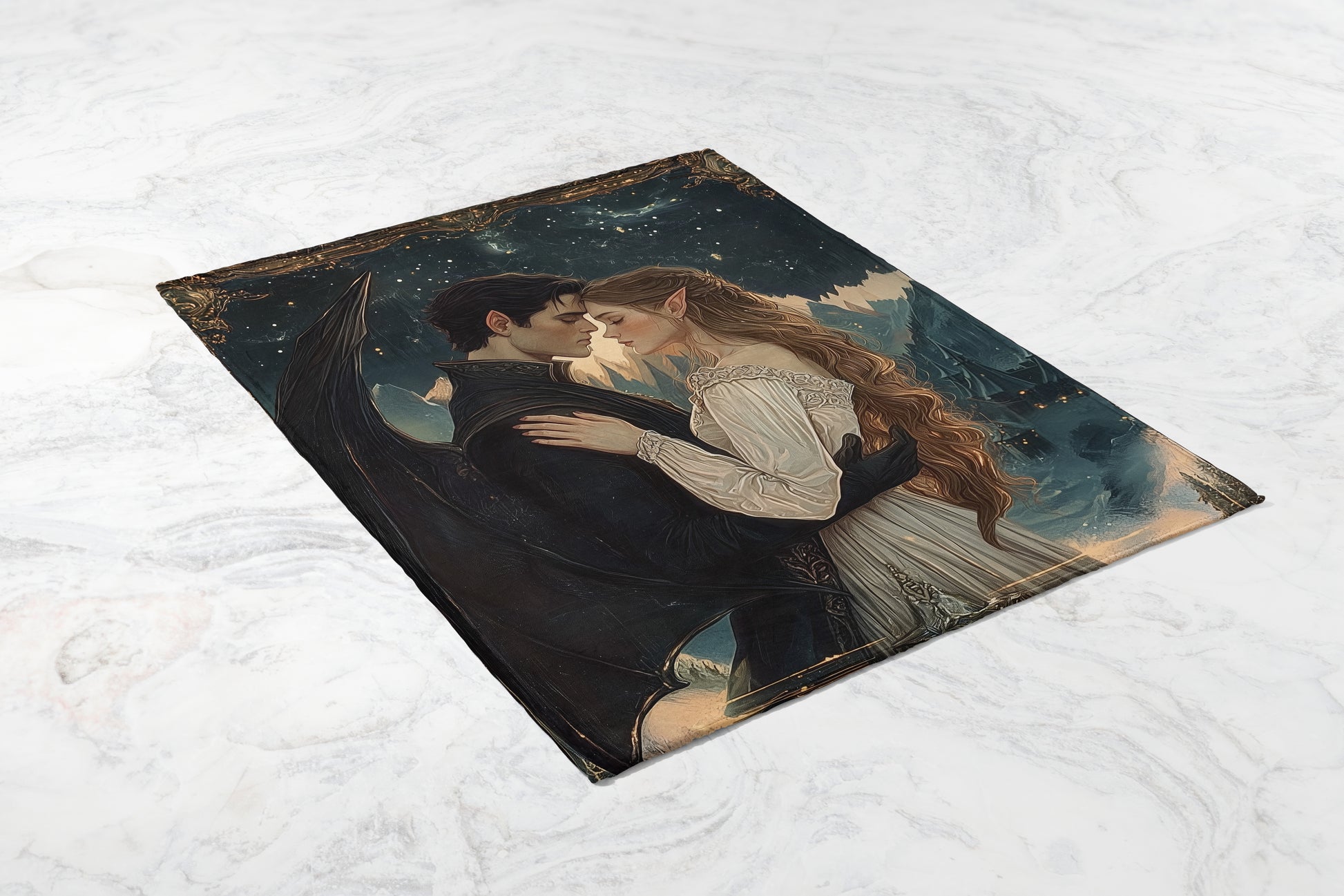 Romantic Fantasy Lovers Embracing Print Decor