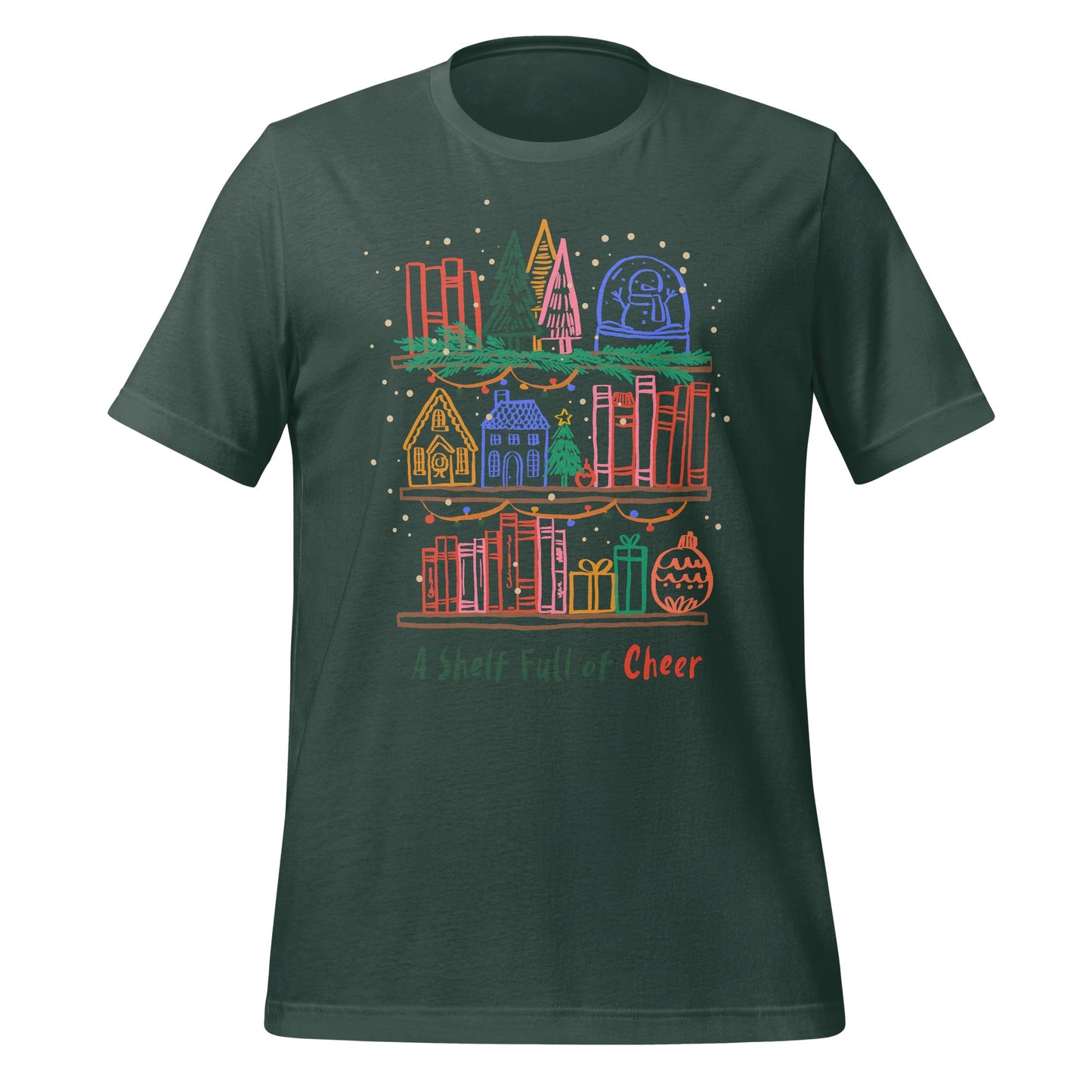 A Shelf Full of Cheer Festive Design T-Shirt