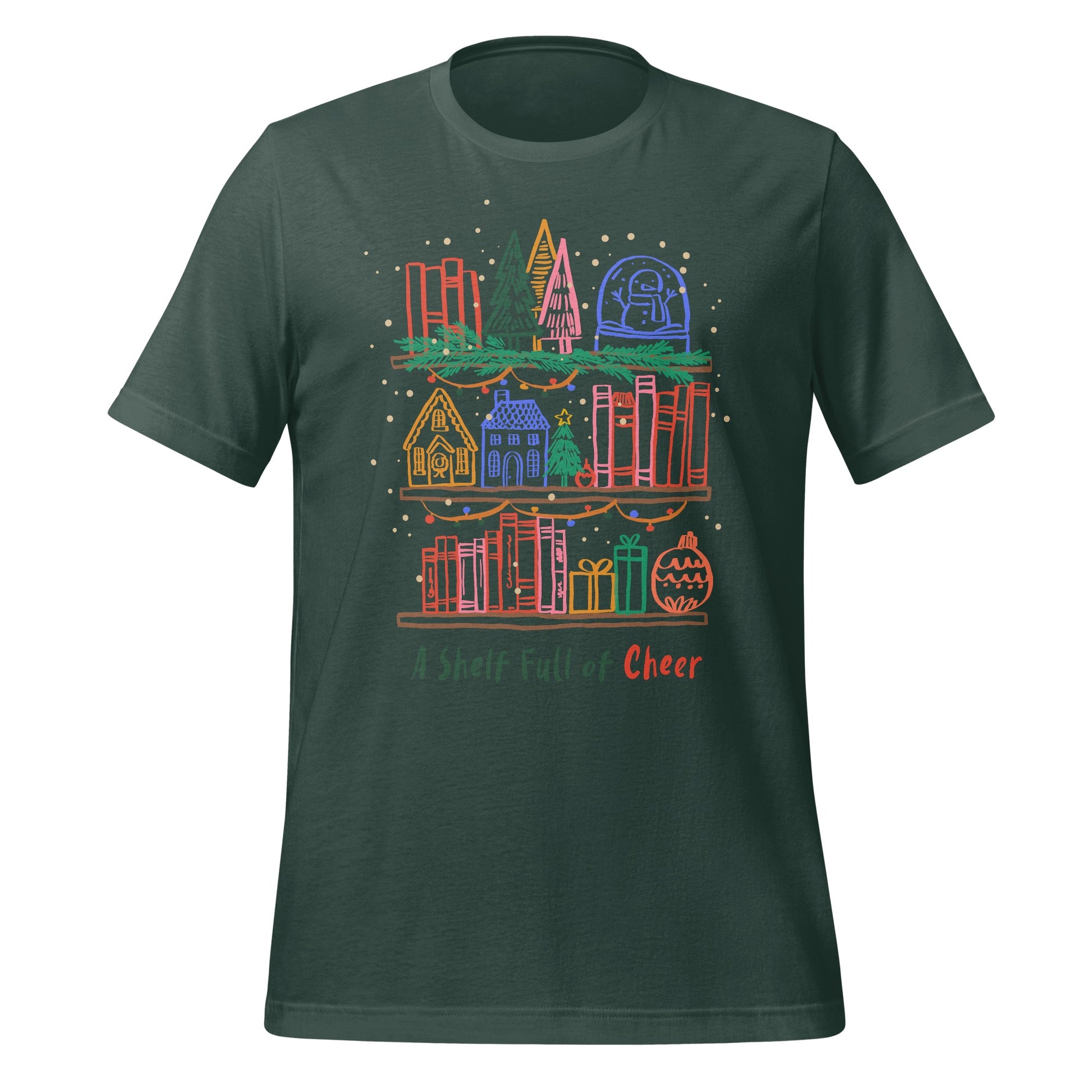 A Shelf Full of Cheer Festive Design T-Shirt