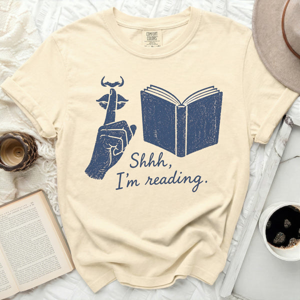 Shhh, I'm Reading Tee in Ivory
