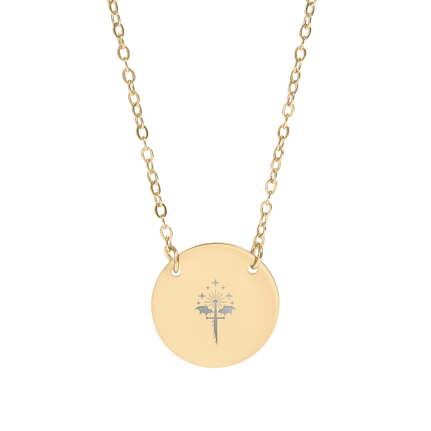Elegant Gold Round Pendant Necklace with Star Design