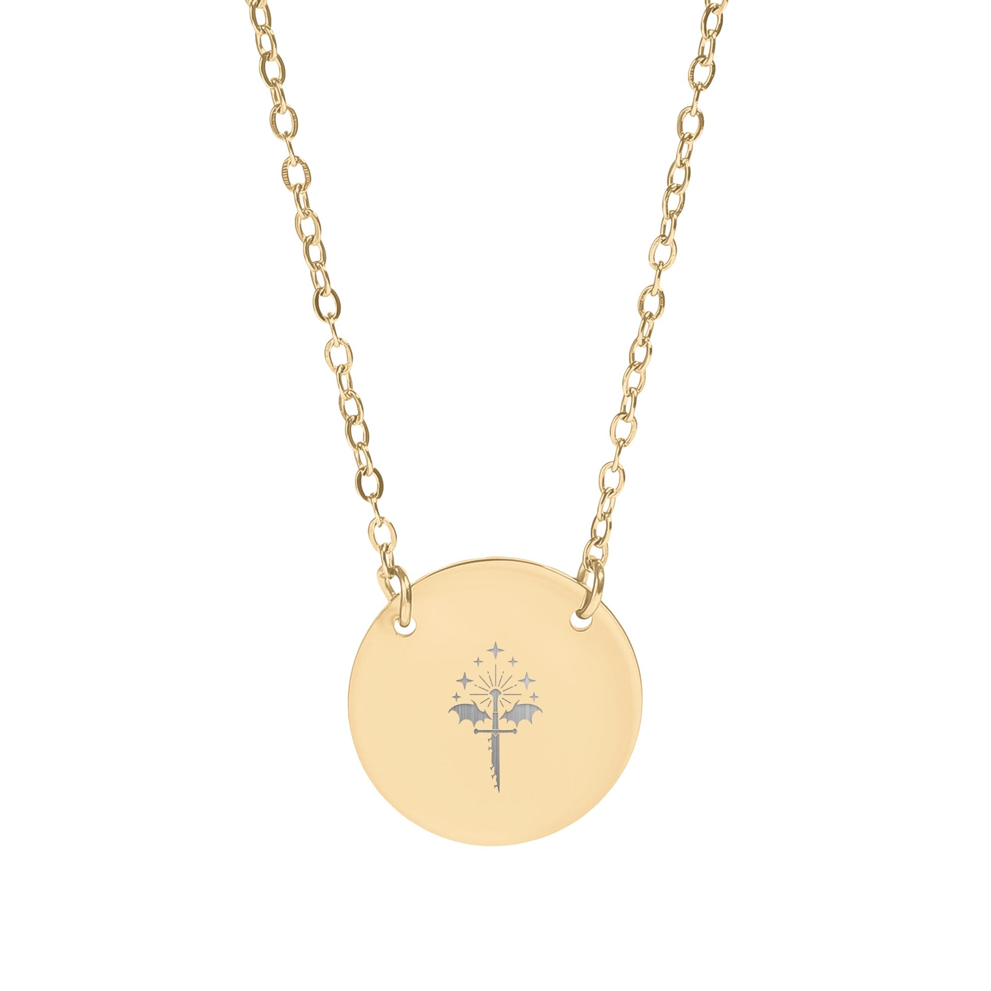 Elegant Gold Round Pendant Necklace with Star Design