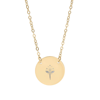 Elegant Gold Round Pendant Necklace with Star Design
