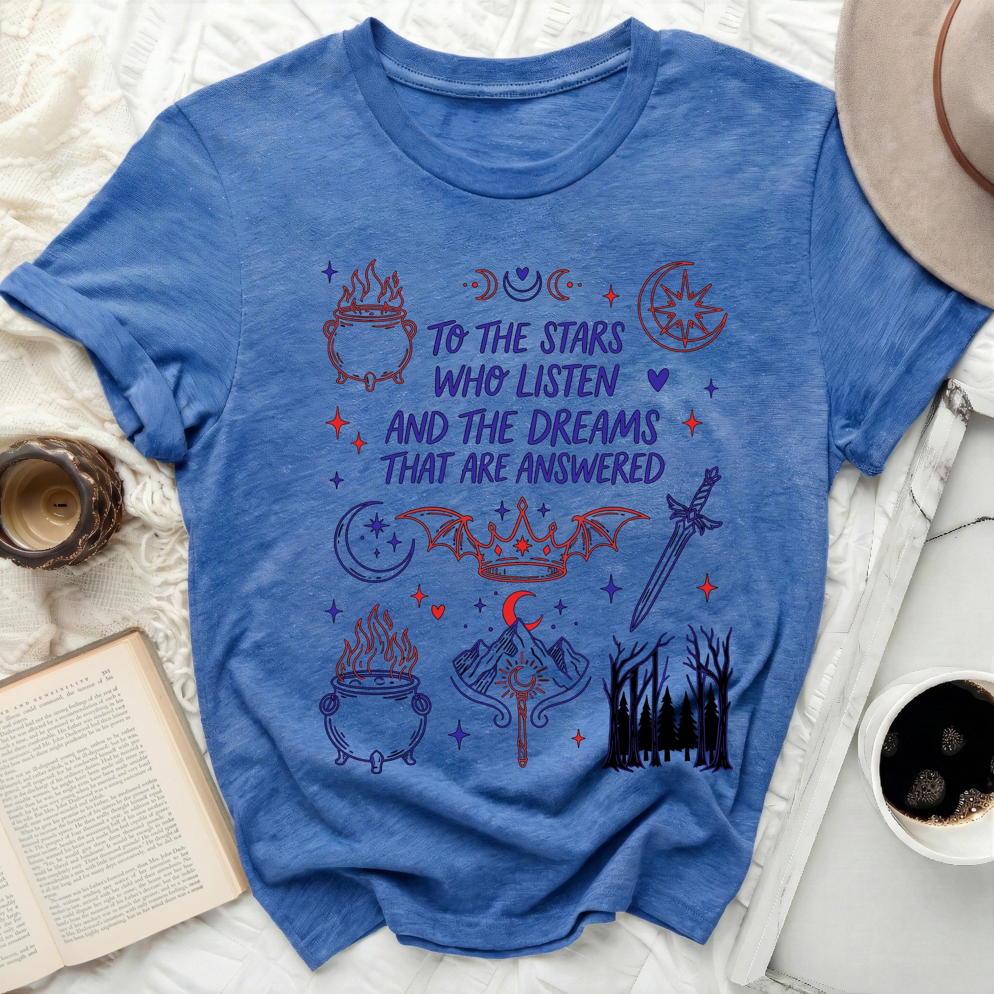 To The Stars Who Listen And Dreams Answered product type
Stars
Dreams
Magic
Fantasy
Celestial
Moon
Cauldron
Sword
Crown
Forest
Witchy
Spiritual
Occult
Aesthetic
Blue
Graphic
Tee
Mythical
Literary
Inspiration